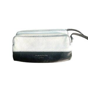 Nannini Wallet Navy Blue and White Pebble Leather Zippered